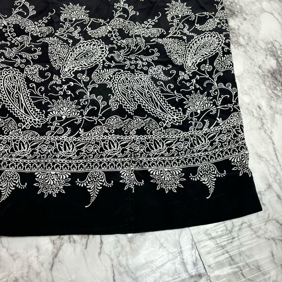 DIANE von FURSTENBERG 100% Silk black white paisley print skirt size medium midi - Picture 2 of 8